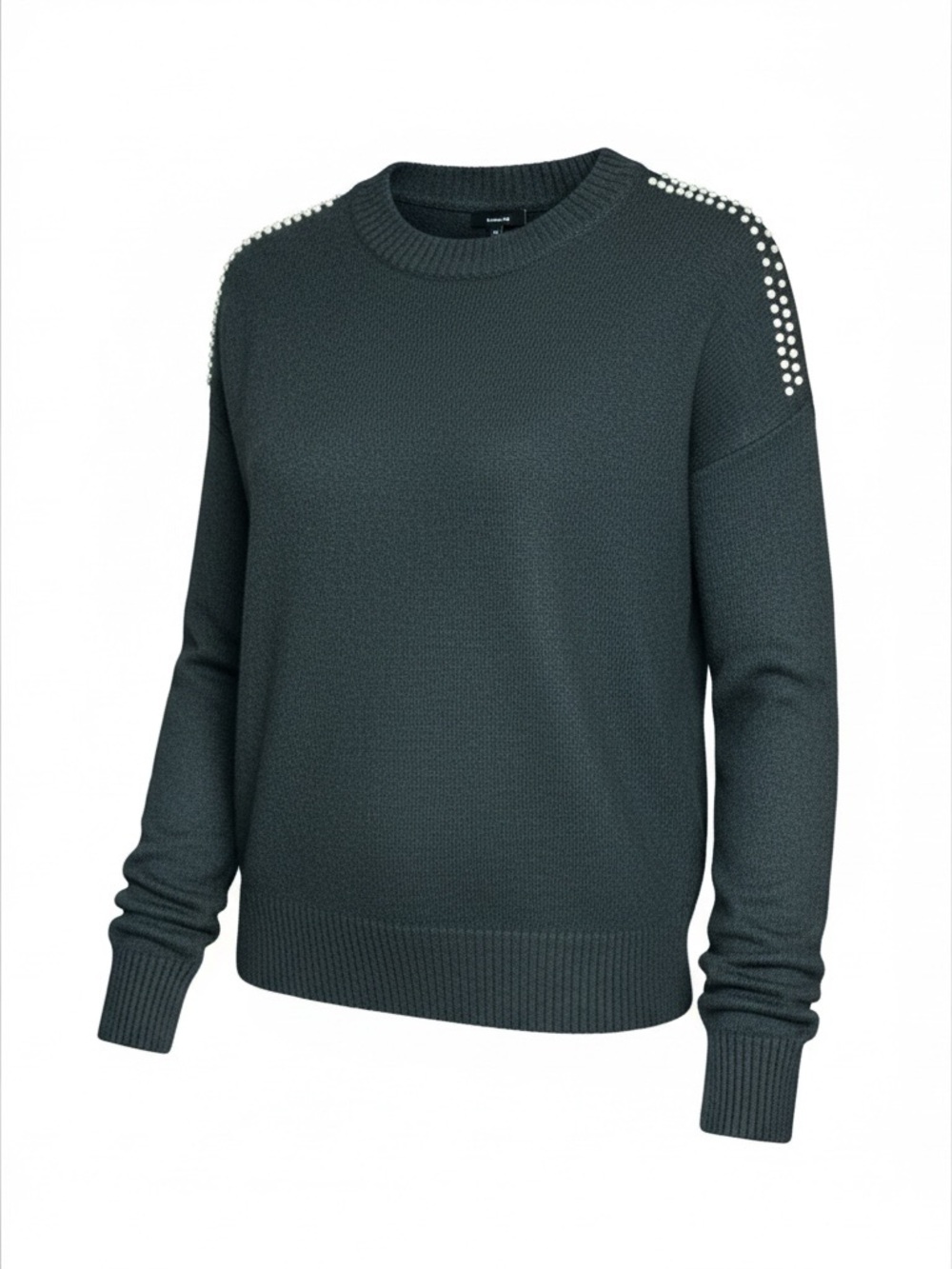 Express Black Studded Sweater with White Studs on Shoulders
Size S